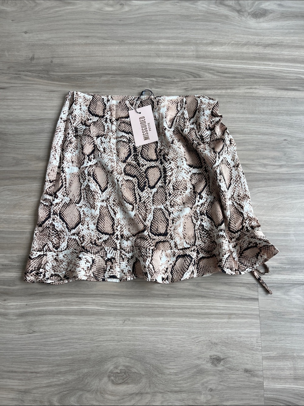 Missguided Pink Beige Snake-Print Mini Skirt